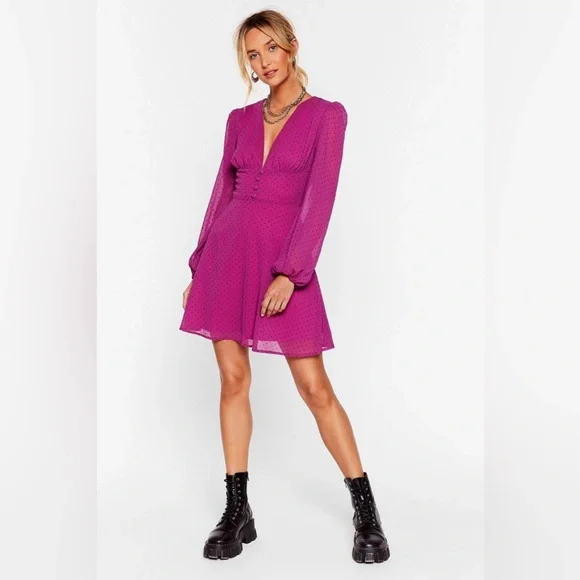 purple dress nasty gal Purple Hand Embellished Placement Mini Dress